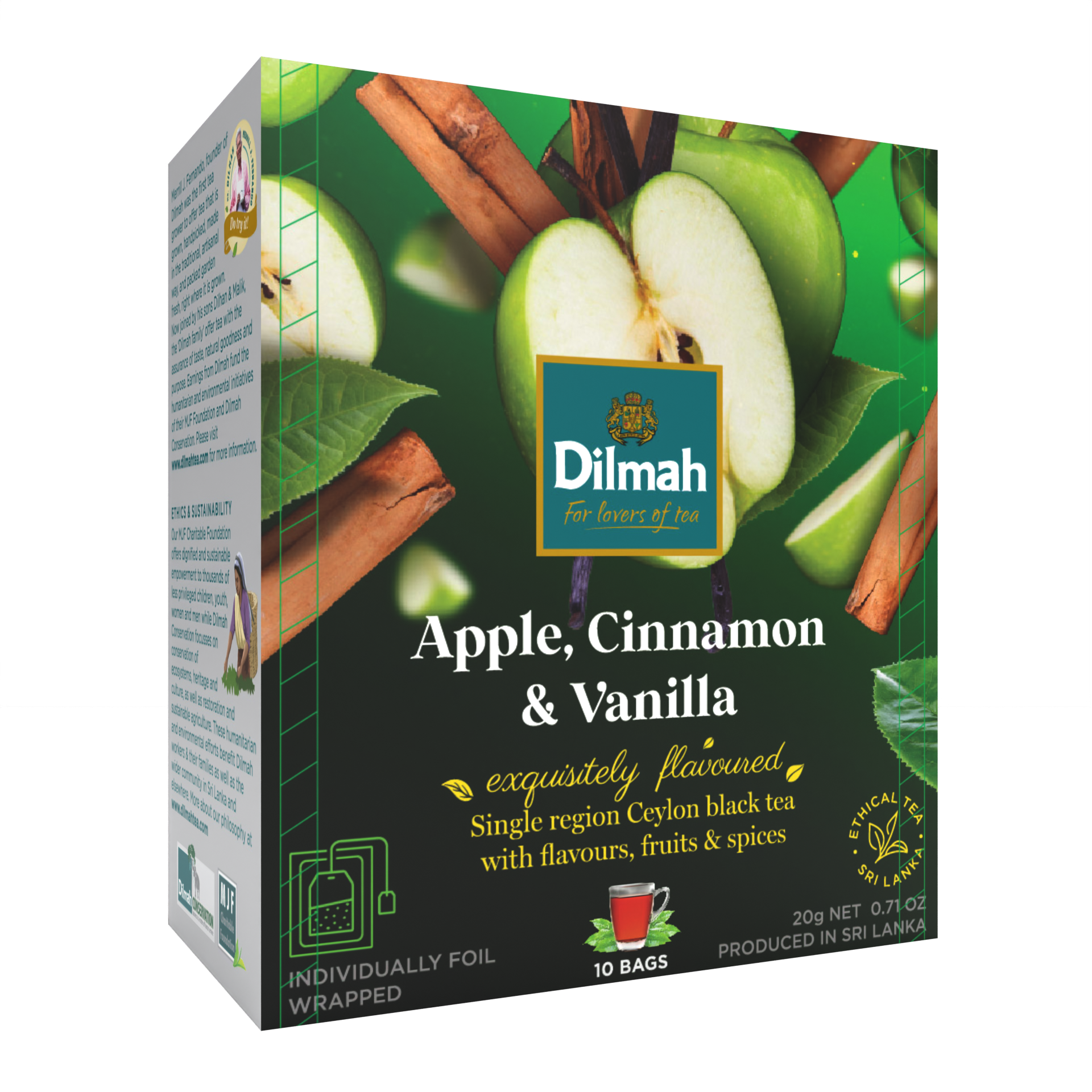 10 Bolsitas Te Negro Manzana Canela Vainilla Dilmah