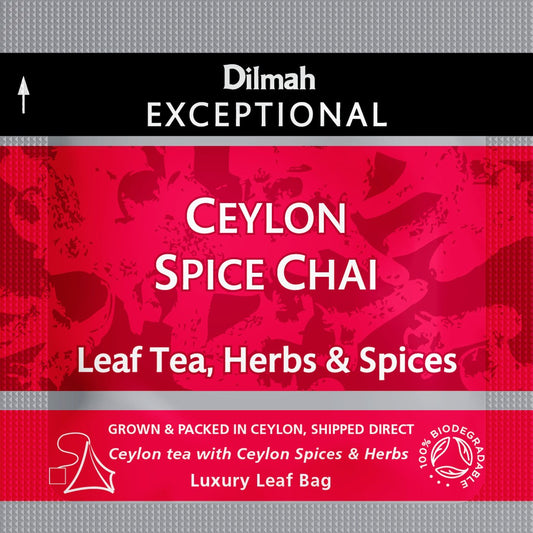 Dilmah Exceptional Ceylon Spice Chai té negro de Ceylán con especias canela clavo y jengibre