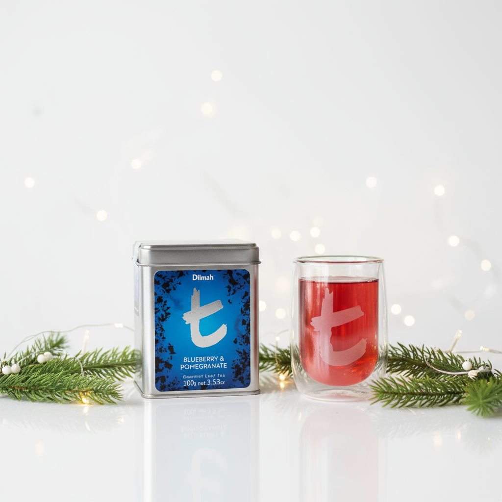 Te Negro En Hojas Arandano Granada T-series y Vaso Doble Vidrio