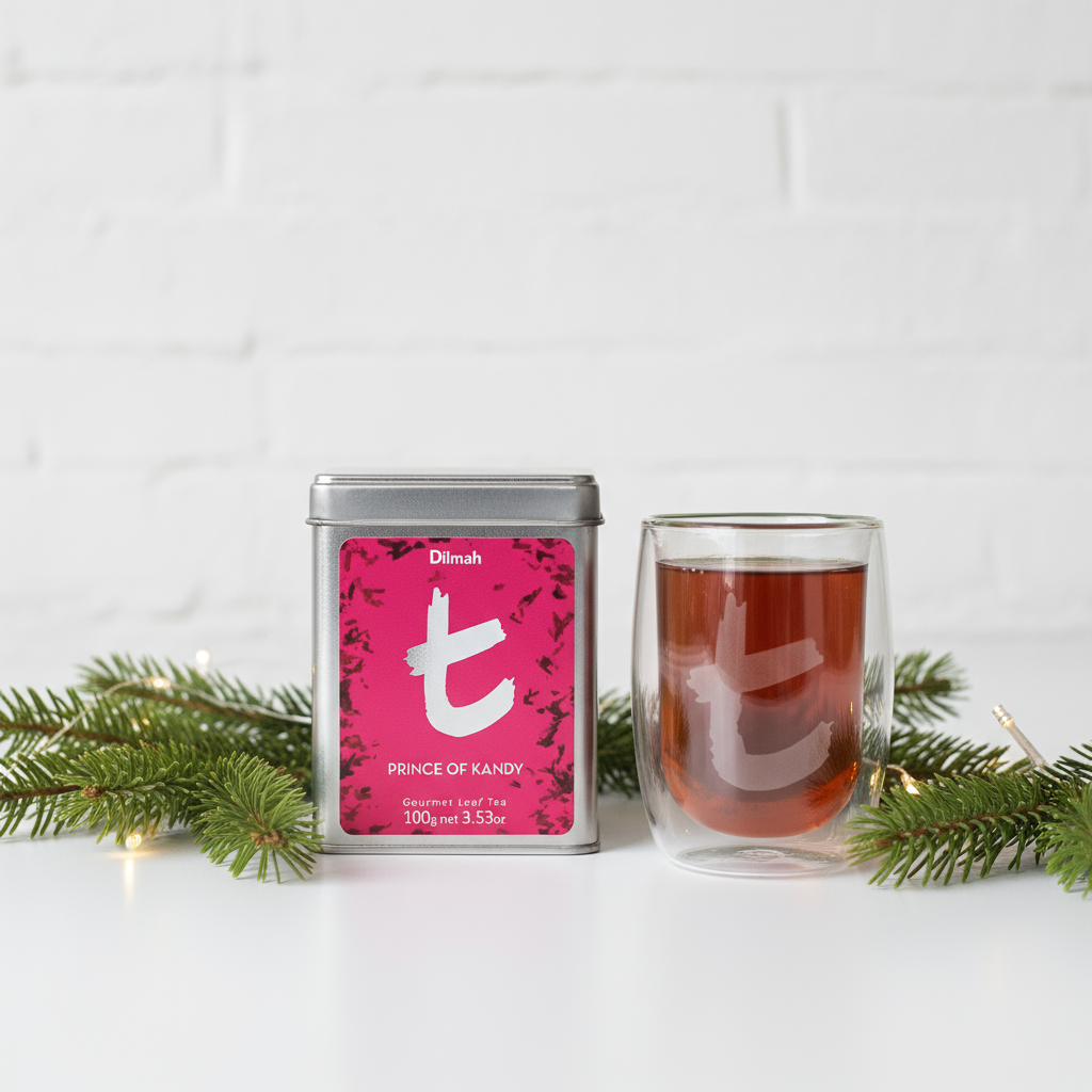 Te Negro En Hojas Prince Of Kandy T-Series Dilmah y Vaso Doble Vidrio