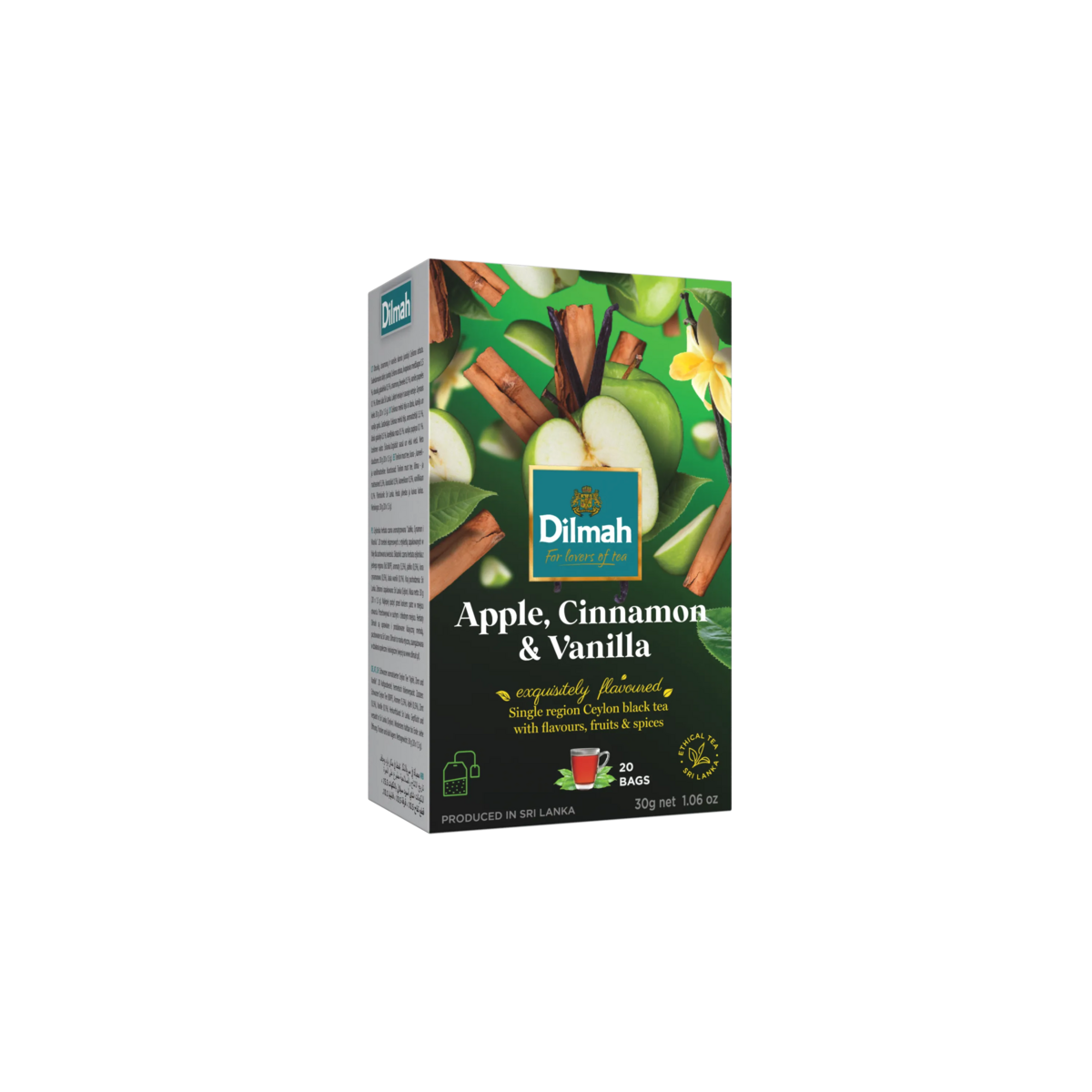 20 Bolsitas Te Negro Manzana Canela y Vainilla Dilmah