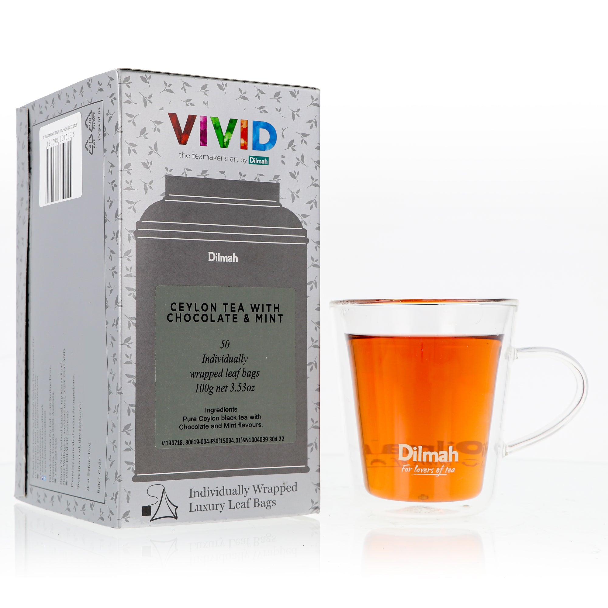 50 Bolsitas Te Negro Ceylon Chocolate Mint Vivid Dilmah