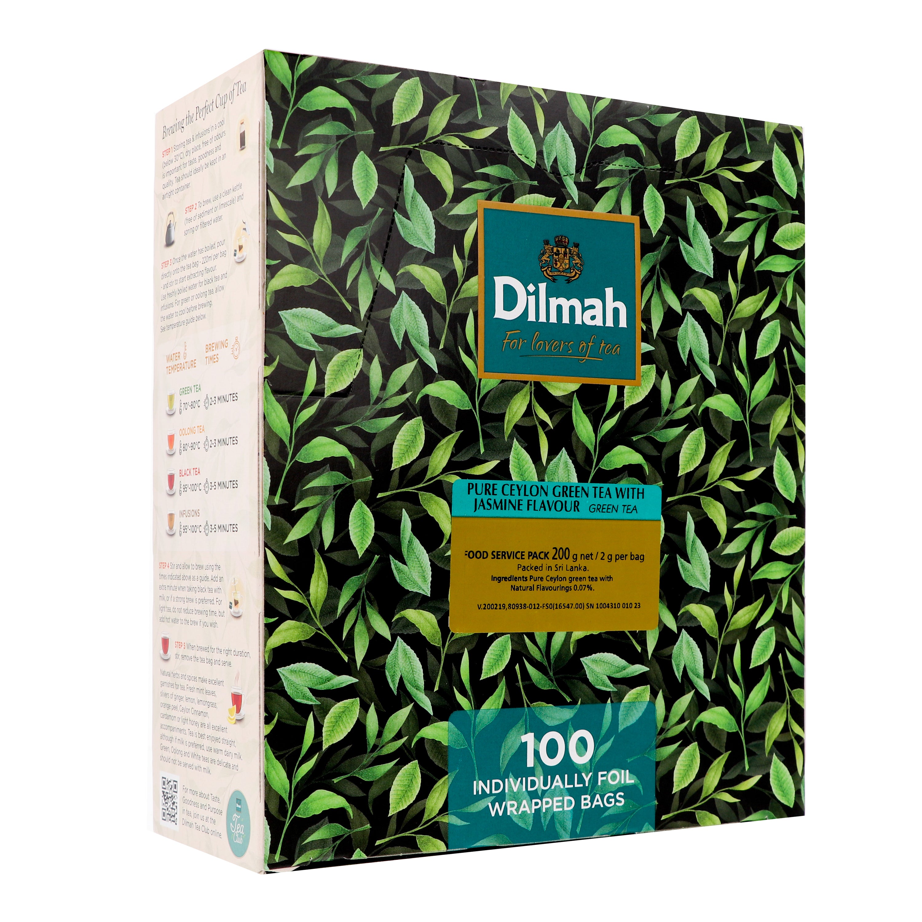 100 Bolsitas Te Verde Ceylon Jazmin Dilmah