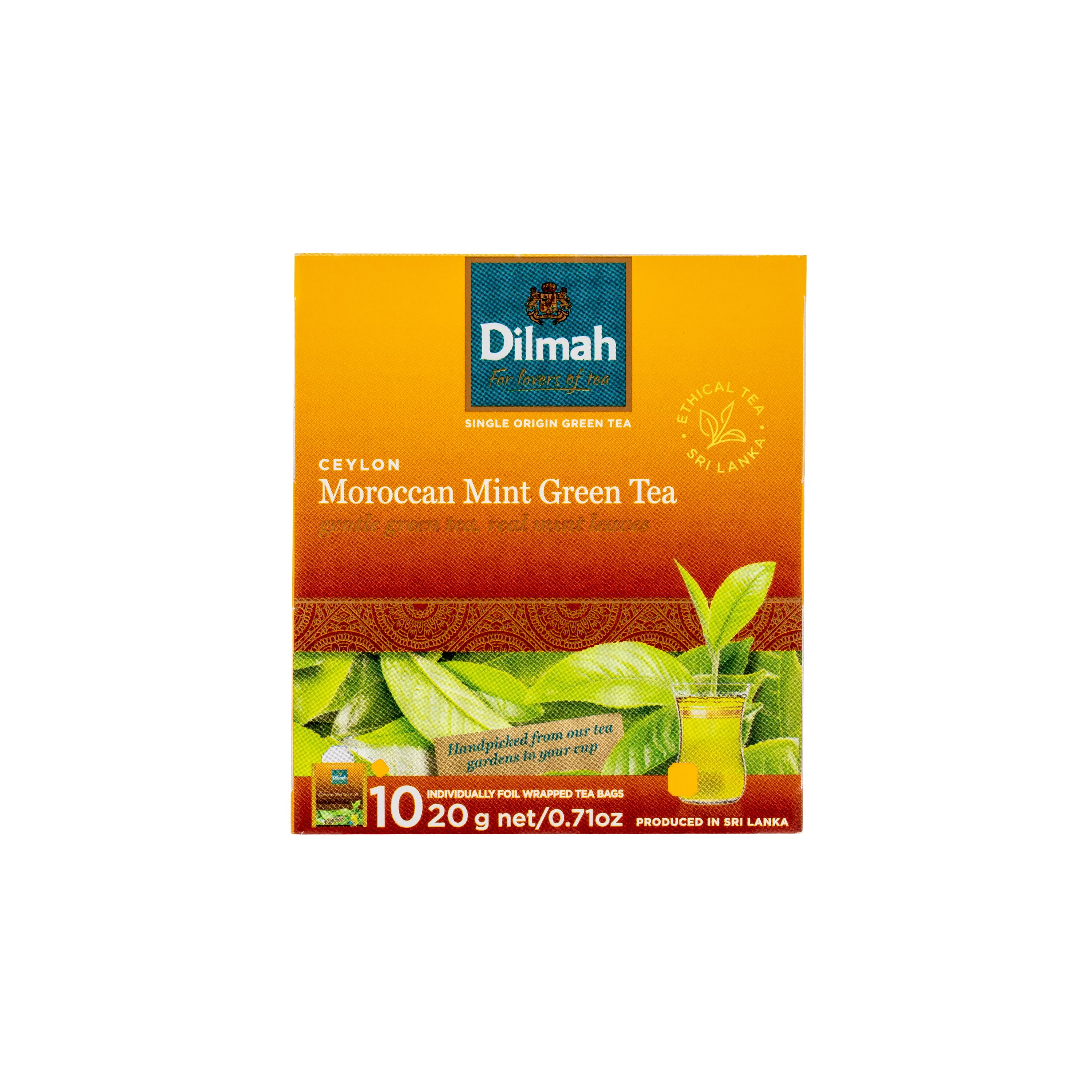 10 Bolsitas Te Verde Ceylon Hojas de Menta Dilmah